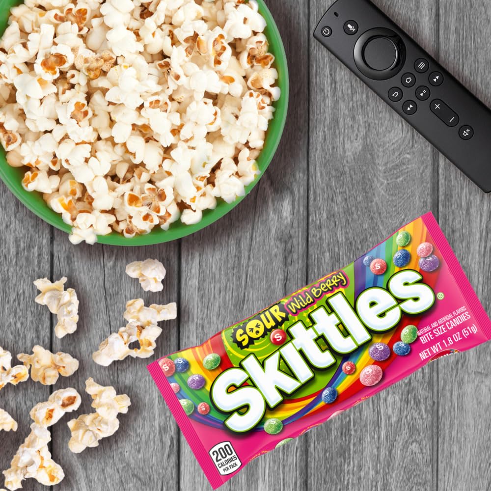 SKITTLES SOURS Wild Berry Sour Candy Bag, 1.8-Oz, Candy Bulk - 24 Count