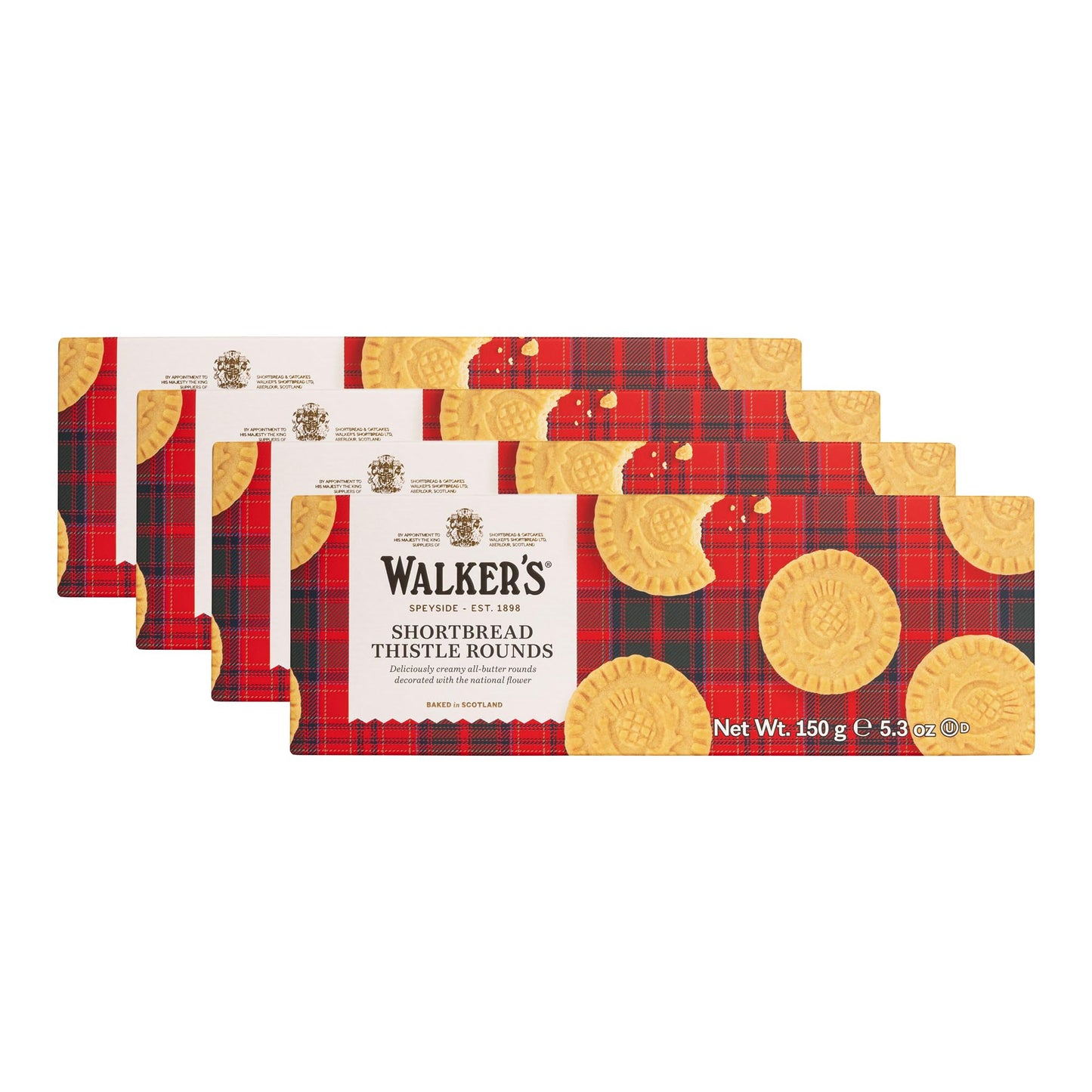 Walker's Shortbread Rounds, Pure Butter Shortbread Cookies, 5.3 Oz Box (Pack of 4)