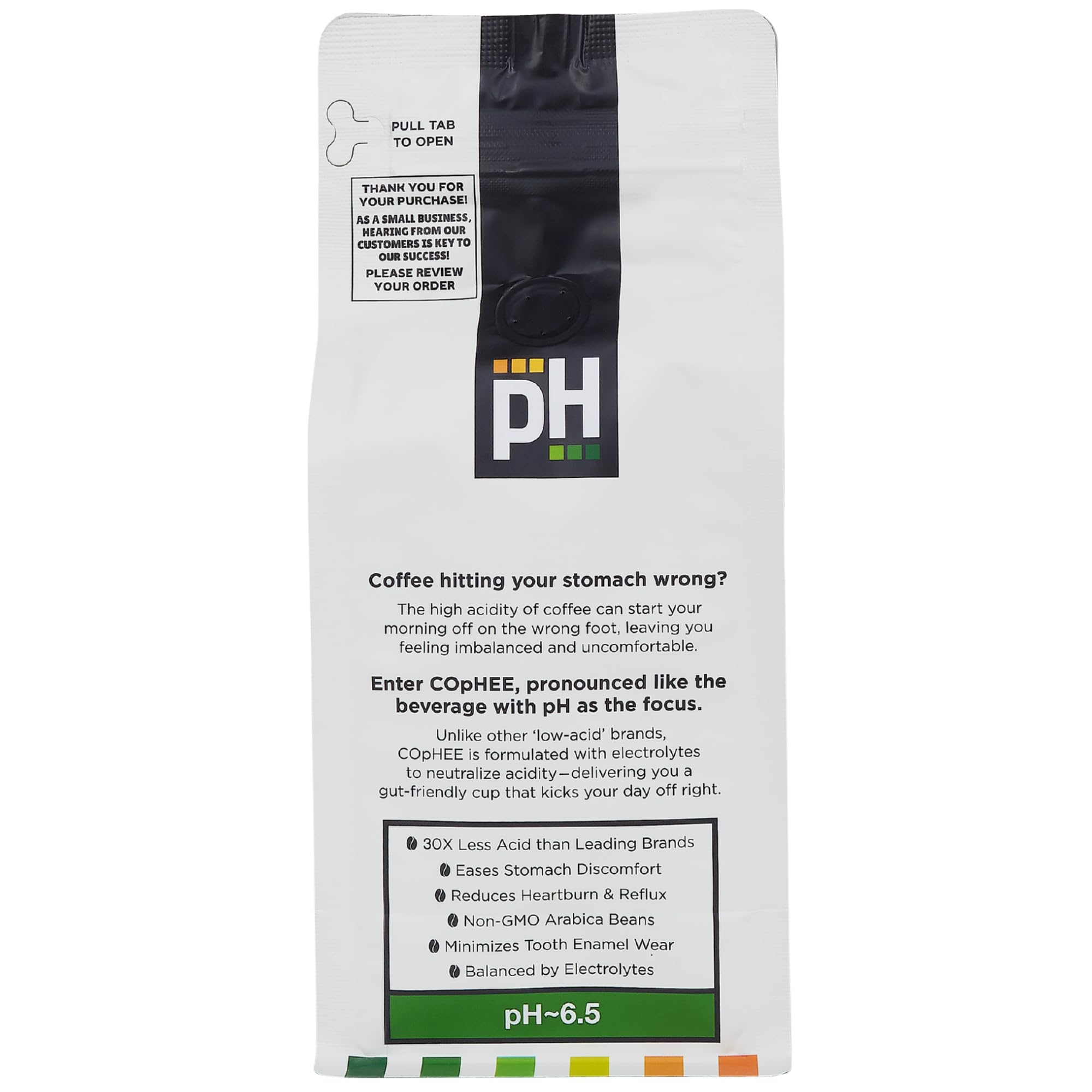 Low Acid Coffee - Decaf - Ground Medium Roast - Smooth Non-GMO Arabica Coffee - Electrolyte Infused for Sensitive Stomachs, Acid Reflux, and Heartburn