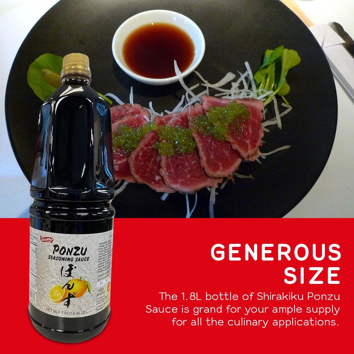 Shirakiku Ponzu Sauce | Authentic Japanese Seasoning Sauce, Low-Calorie, Made with Soybeans, Wheat, Brewed Vinegar, Yeast Extract | Perfect for Asian