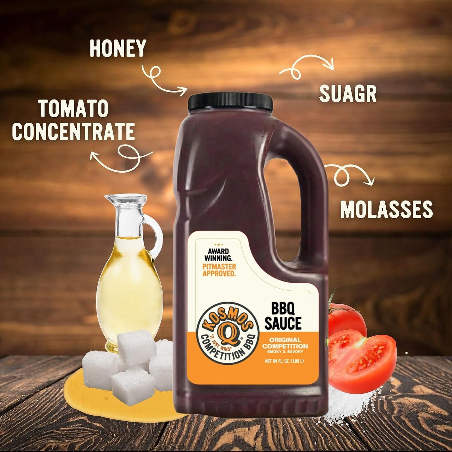 Kosmos Q Original New Competition BBQ Sauce, Sweet and Smoky Barbecue Sauce for Ribs, Pulled Pork, Brisket, Chicken & More, Award-Winning Competition