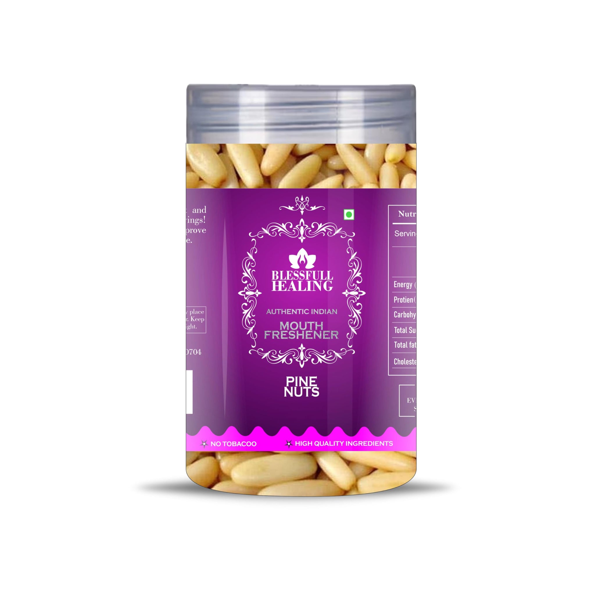 Blessfull Healing Pine Nuts 5 Oz(Ounce) Airtight Container With Spoon