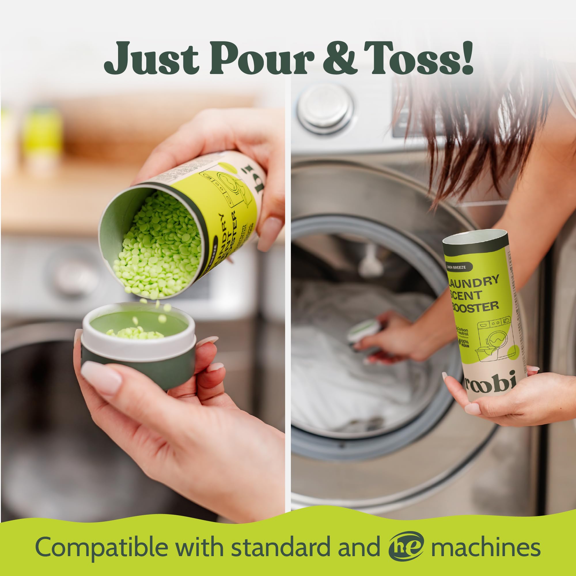 Roobi Sustainable Laundry Scent Booster Beads. Linen Breeze Fragrance Laundry Beads. 500 gr Bulk Booster Pack. Carbon Neutral, 100% Vegan.