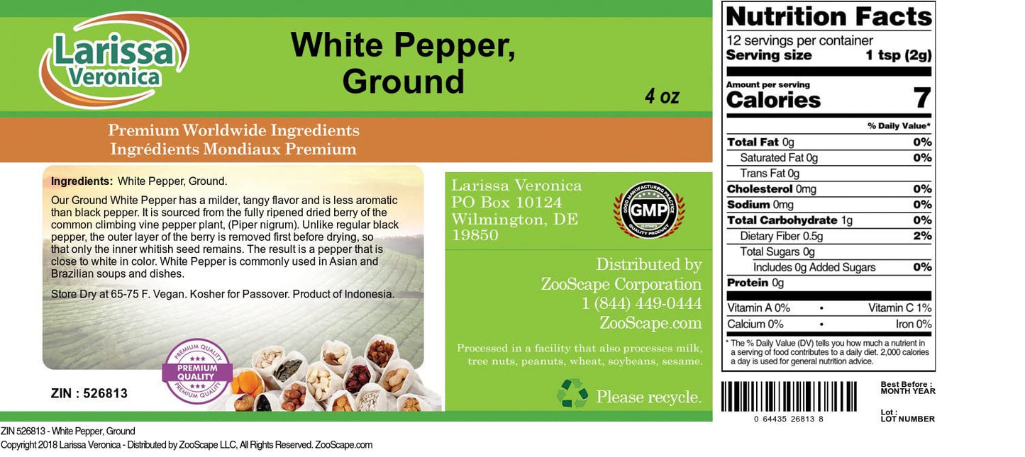 White Pepper, Ground (4 oz, ZIN: 526813) - 2 Pack