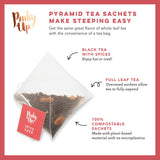 Pinky Up Spice Cake Black Tea, Full Leaf with Spices, Almond, Citrus & Bourbon Vanilla Extract, 15 Sachets, Orange Spice Tea, Rich, Warm Flavors, Self