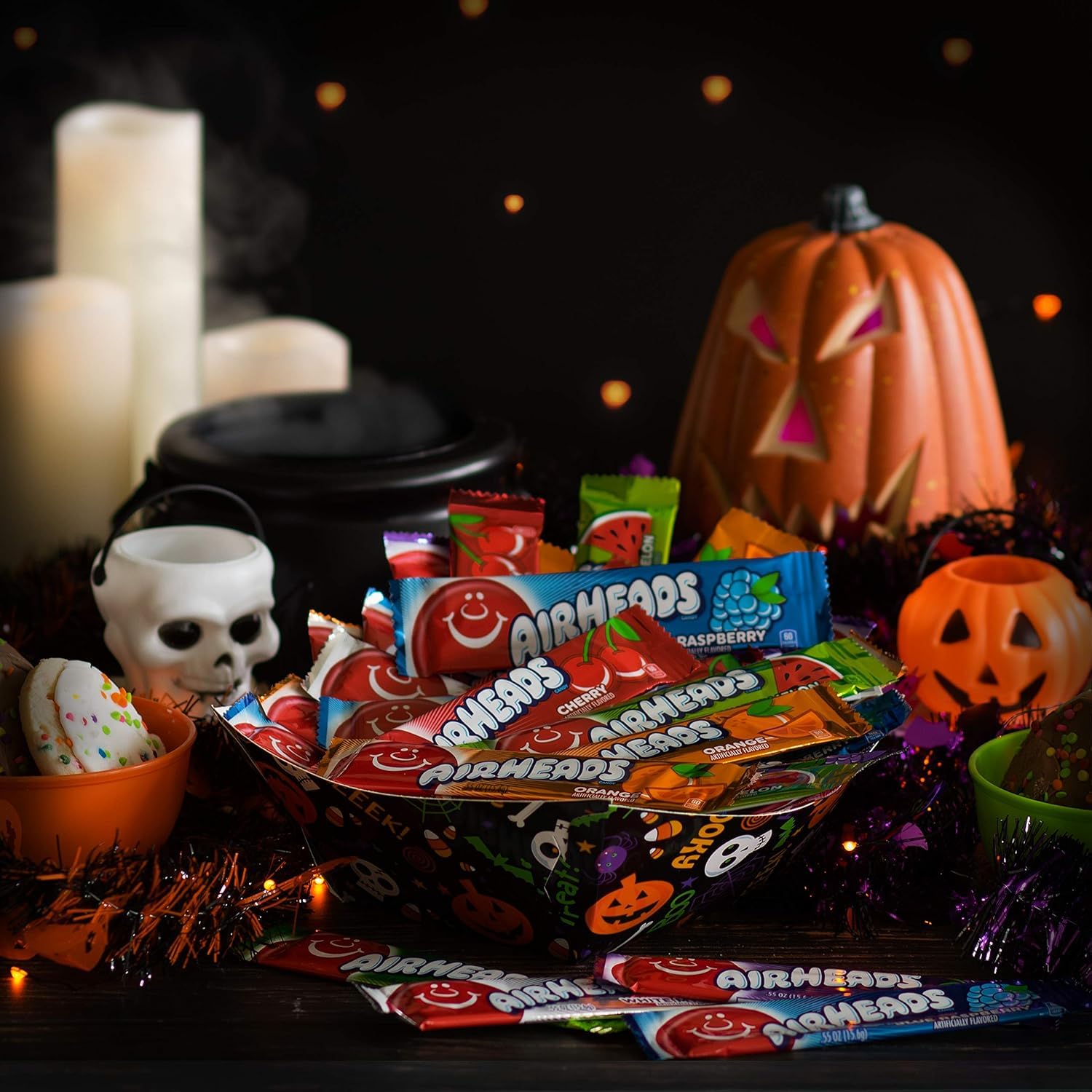 Airheads Candy Bars, Halloween Variety Box, Chewy Full Size Fruit Taffy, Trick or Treat Mega Box, 90 Individually Wrapped Full Size Bars (Packaging