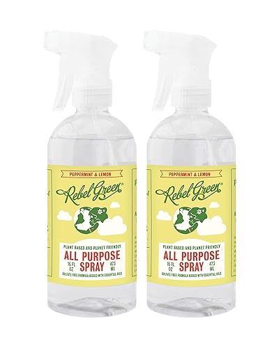 Rebel Green Natural All-Purpose Cleaning Spray - Plant-Derived Multi-Surface Cleaner with Essential Oils for Kitchen, Bath, Countertops and More