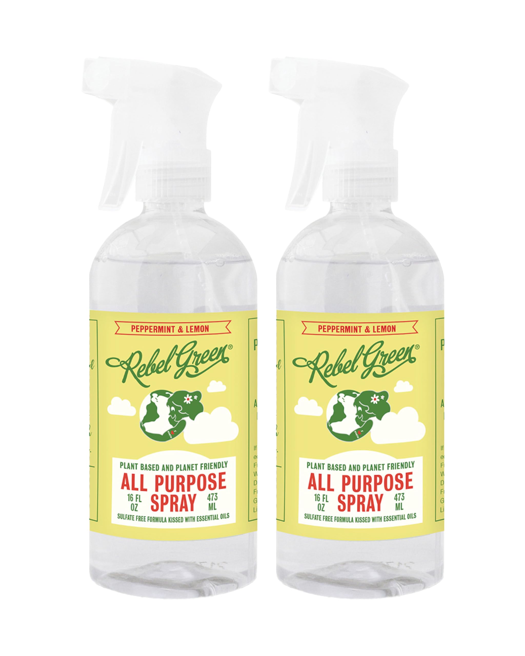 Rebel Green Natural All-Purpose Cleaning Spray - Plant-Derived Multi-Surface Cleaner with Essential Oils for Kitchen, Bath, Countertops and More