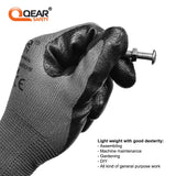 QEAR 12 Pairs Pack Nitrile Rubber Coated Gloves, Multi-function,Light-weight,Good Abrasion, Oil/Greasy Resistance Palm (X-Large)