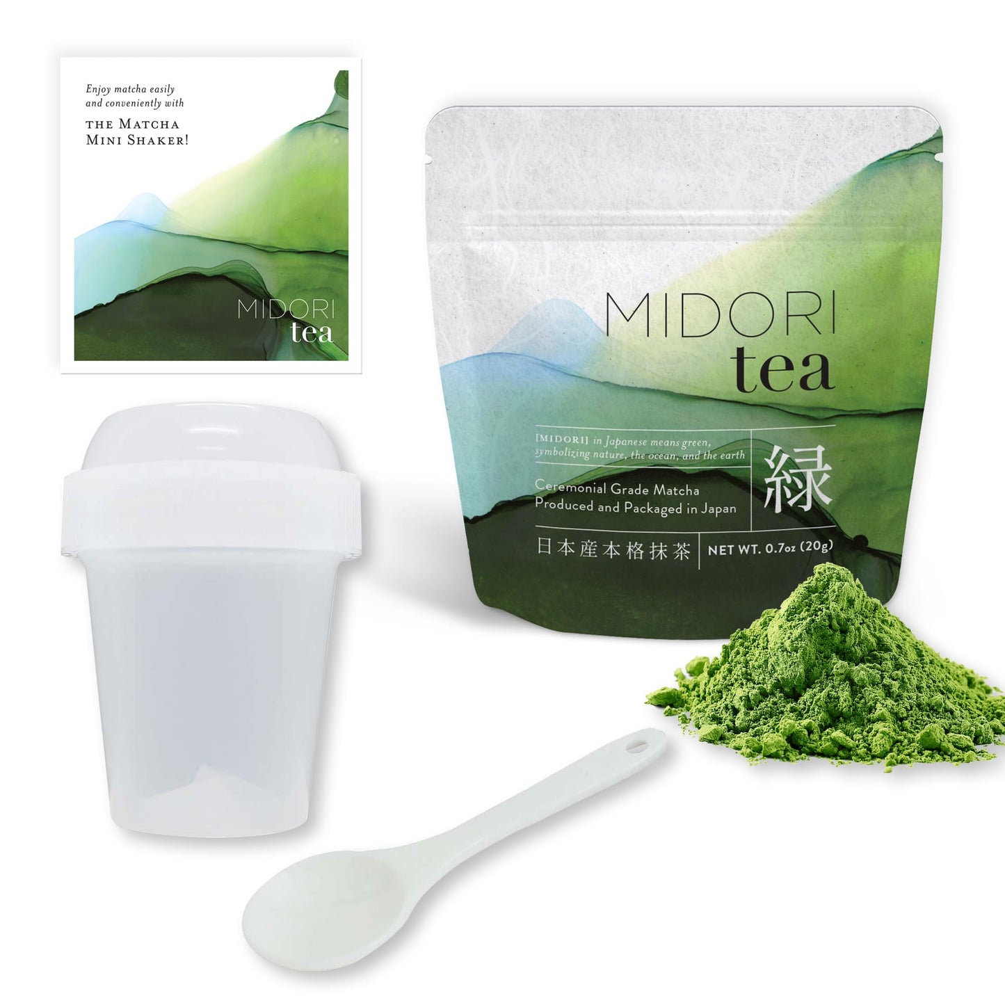 Matcha Mini Shaker Set - 20g Japanese Ceremonial Matcha & Easy-to-Use Shaker Kit