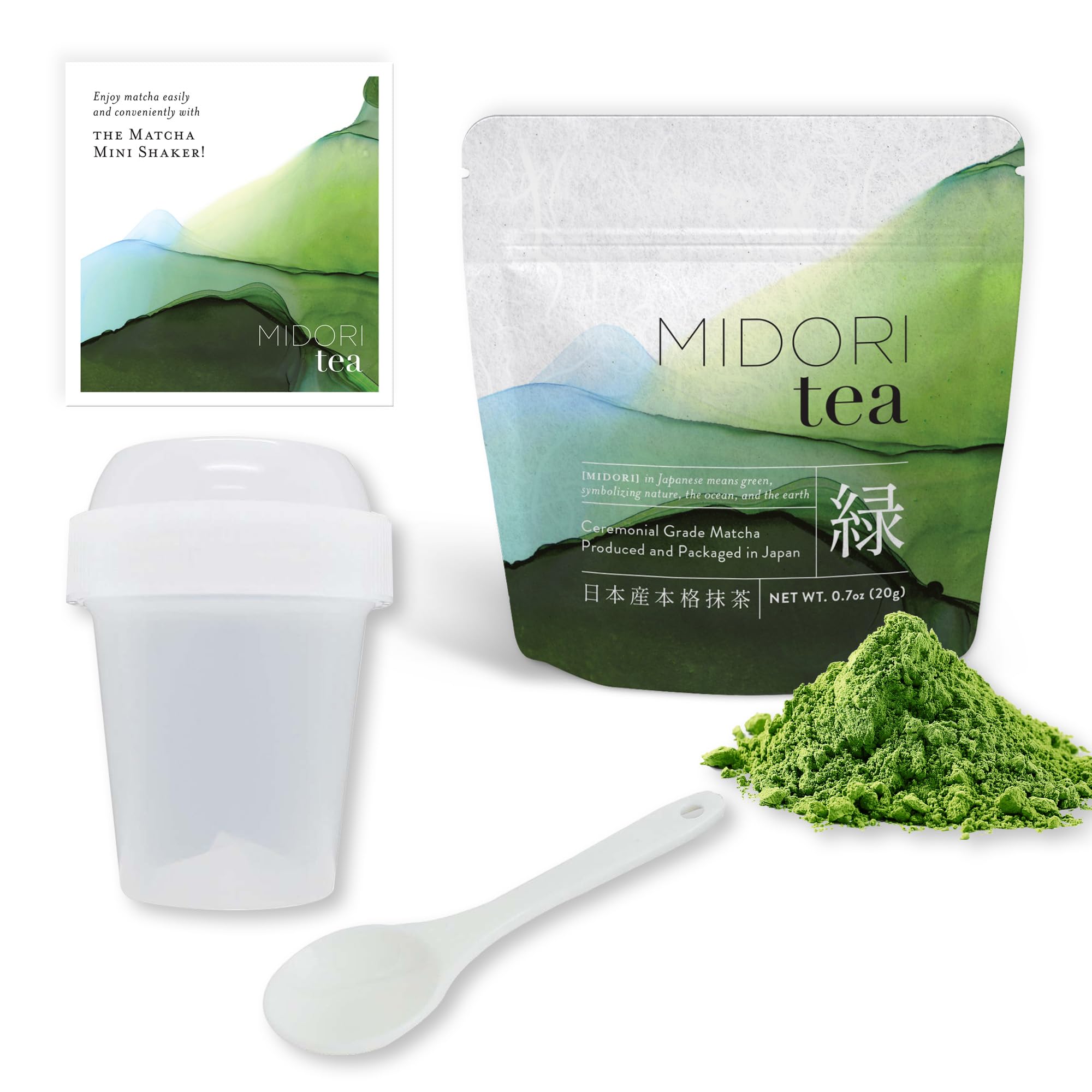 Matcha Mini Shaker Set - 20g Japanese Ceremonial Matcha & Easy-to-Use Shaker Kit