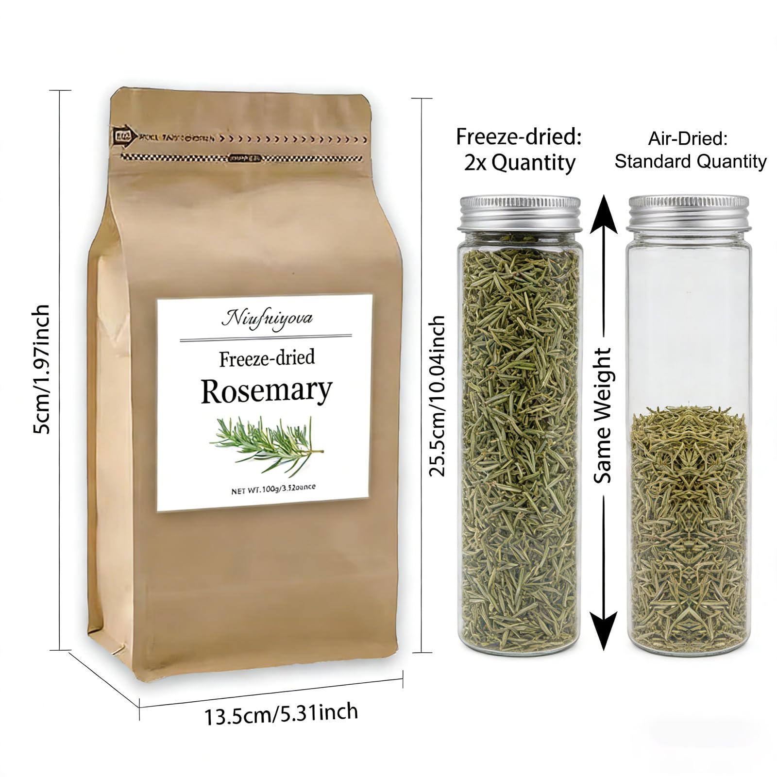 Freeze-Dried Rosemary Leaves, Vibrant and Lush, for Garnish Food/Spice Oil Making/Herbal Tea (Rosemary Leaves)