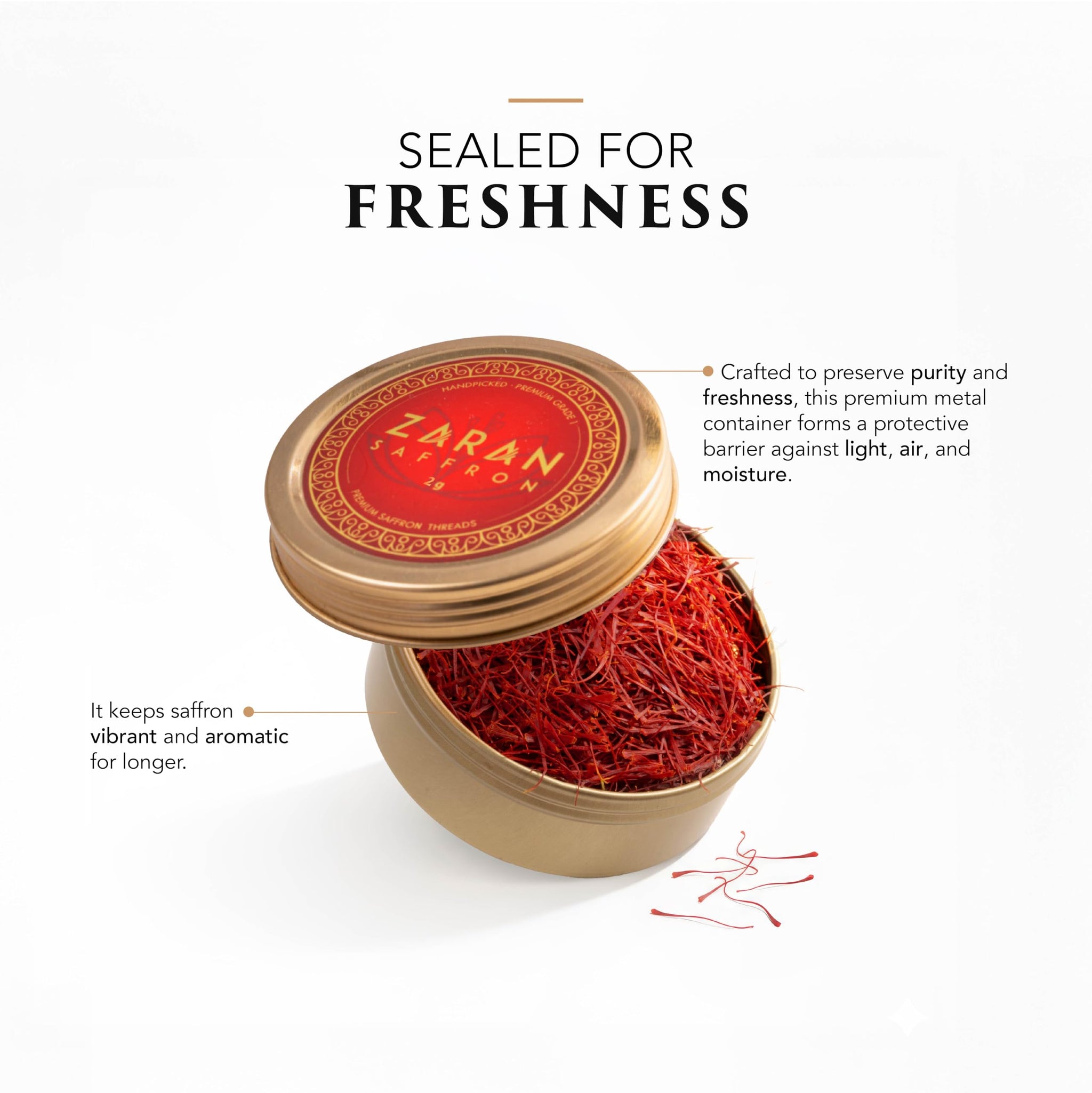 Zaran Saffron, Superior Saffron Threads (Super Negin) Premium grade Saffron Spice for Paella, Risotto, Tea's, and all Culinary Uses (2 Grams)