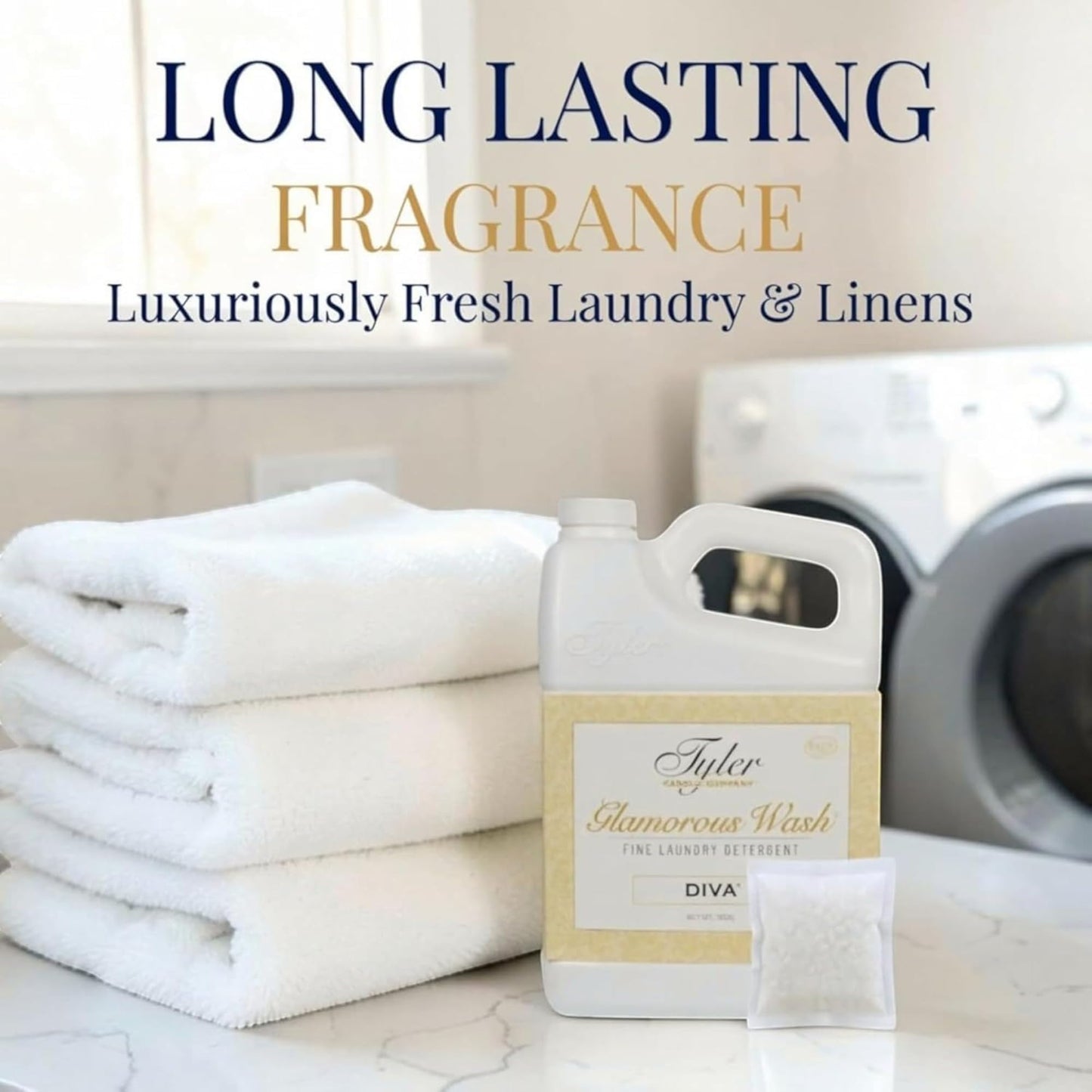 Tyler Diva Laundry Detergent 64 oz - Tyler Candle Company Diva Wash Laundry Detergent with Stain Remover Pen and Dryer Sachet - Hand and HE Machine
