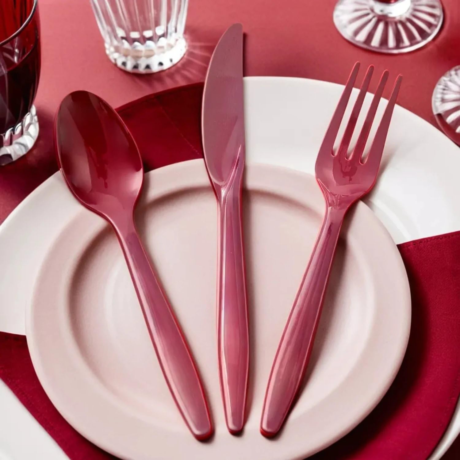 Fun Express Plastic Forks Spoons Knives Cutlery Set 210 Pieces - Heavy Duty Disposable Silverware for 70 Guests | Bulk Plastic Utensils for Party