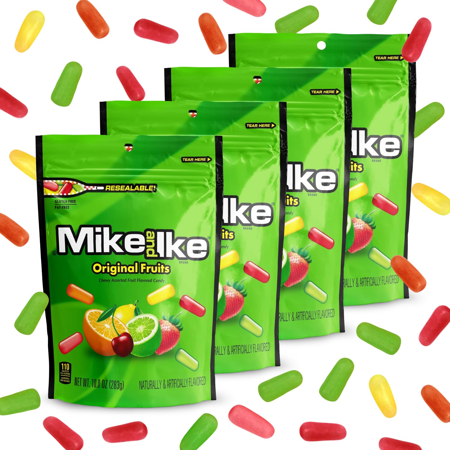 Mike and Ike Original Fruits Candy, 4 Pack of Bulk Movie Theater Candy 10 OZ Each, Ideal for Your Favorite Films, Perfect Theater Box for Sharing