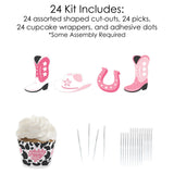 Big Dot of Happiness Rodeo Cowgirl - Cupcake Decoration - Pink Western Party Cupcake Wrappers and Treat Picks Kit - Set of 24