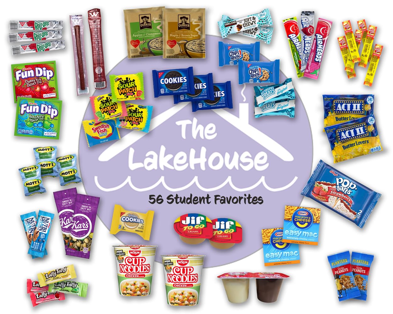 College Care Package for Guys Girls - 56 Count Snack Box Variety Pack - Care Packages for College Students - Dorm Snacks - College Dorm Room