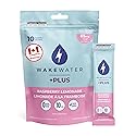 WakeWater Plus Energy Powder | Raspberry Lemonade, 10 x 5g sticks | Vitamins and Electrolytes | Natural Green Tea Caffeine | No Sugar or Artificial