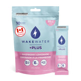 WakeWater Plus Energy Powder | Raspberry Lemonade, 10 x 5g sticks | Vitamins and Electrolytes | Natural Green Tea Caffeine | No Sugar or Artificial