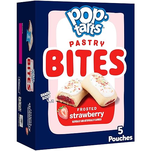 Pop-Tarts Baked Pastry Bites, Kids Snacks, School Lunch, Frosted Strawberry, 7oz Box (5 Pouches)