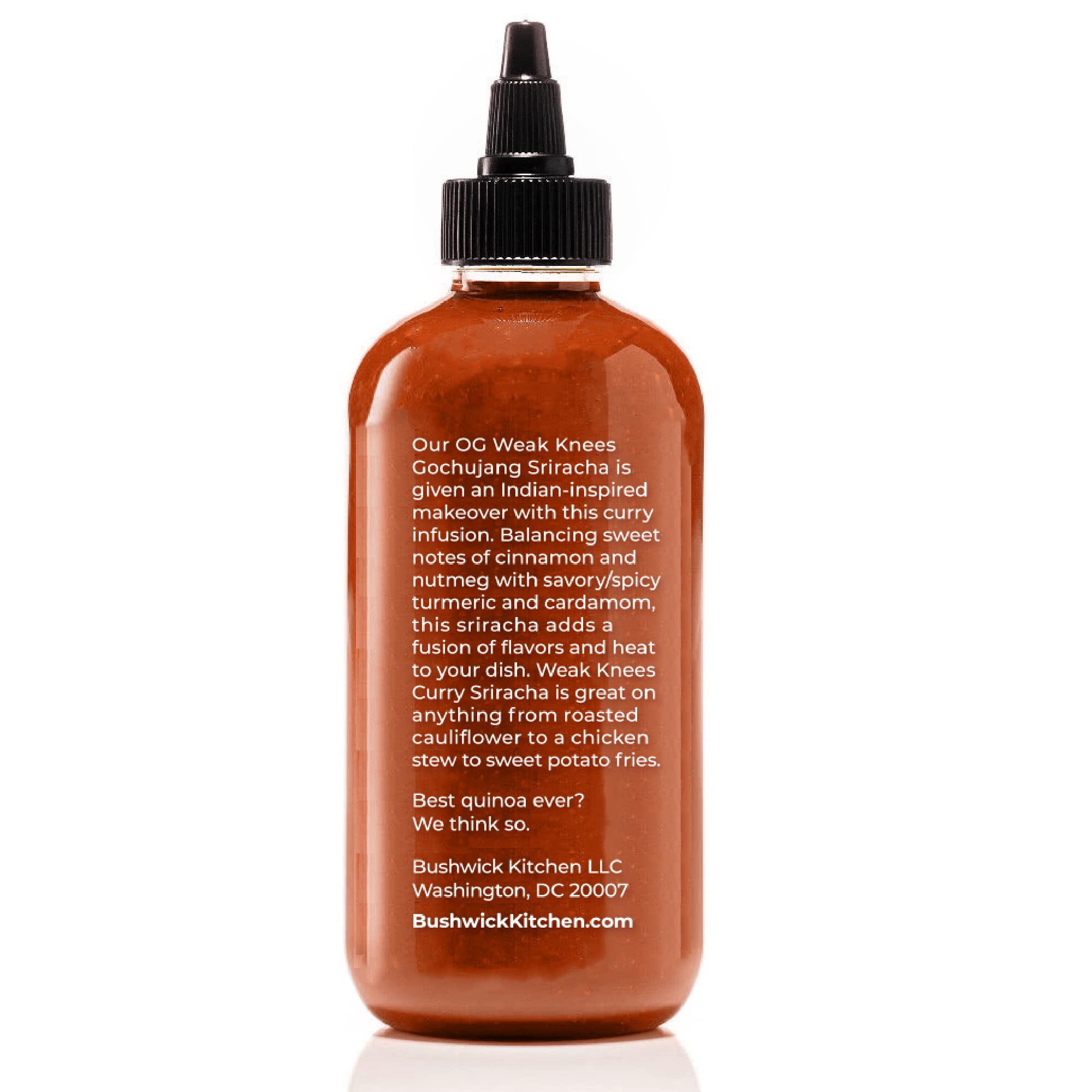 Weak Knees Curry Sriracha Hot Sauce - Infused with Aromatic Curry Spices & Bold Korean Gochujang Paste for Rice, Vegetables & Marinades - Made in