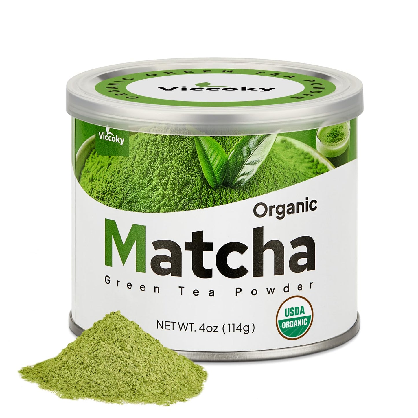 Viccoky Culinary Matcha Powder 4oz(Tin) | Pro-Baking Grade | USDA Organic | Sugar-Free | Bulk Matcha Green Tea Powder for Cookies Cakes Smoothies