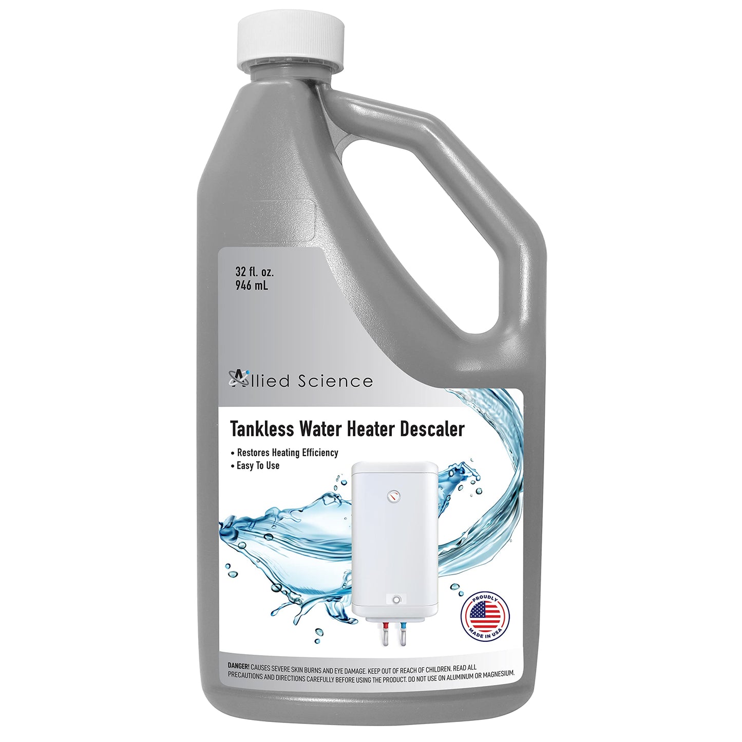 Allied Science Tankless Water Heater Flush Kit with Quart Liquid Descaling Solution and 1/6HP Extra Strength Pump