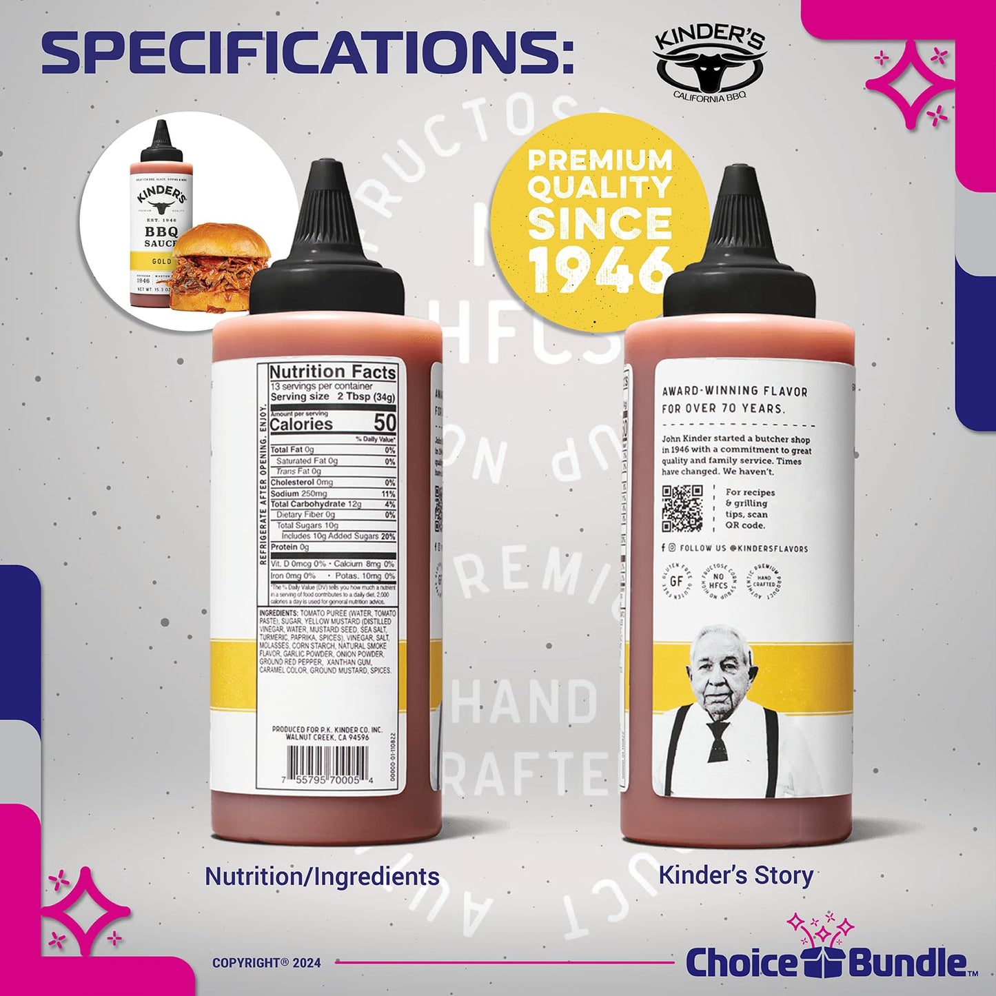 Kinder’s Gold BBQ Premium Barbecue Sauce 2 Pk (30.6 oz) Great to Dip Toss Glaze & More + Barbecue Masters & Bottle Opener (4 Items)!