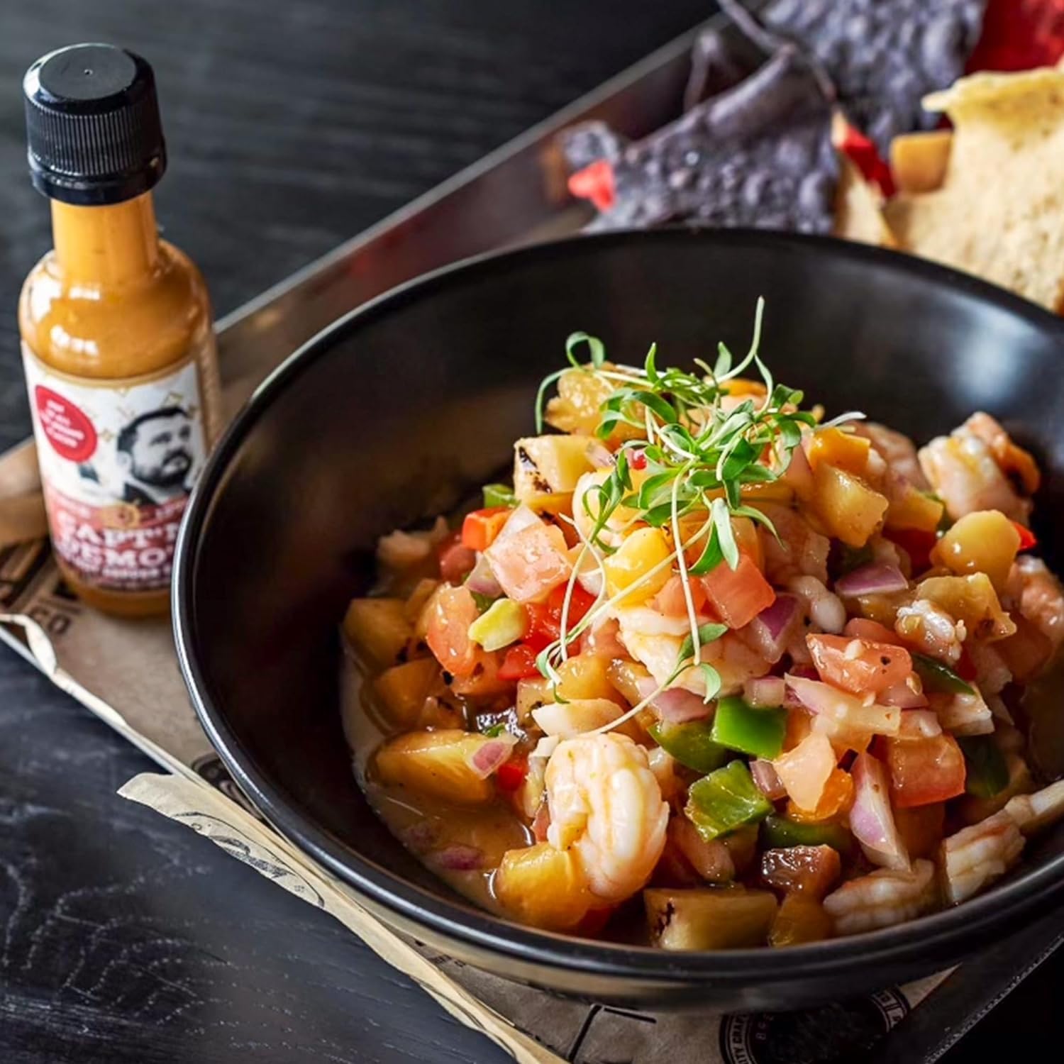 CAPTAIN DEMO's TRIPLE TRUFFLE Red Hot Pepper Sauce - Three Bottle Pack with TWO Bonus Travel Bottles, Gourmet Hot Sauce With Black Truffle, Black