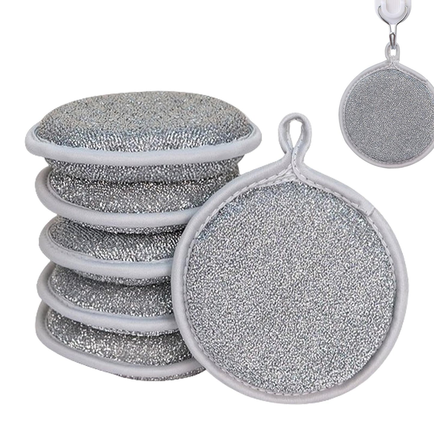 Non Scratch Wire Dishcloth - Multipurpose Wire Hangable Dishwashing Rags Scrub Scratch Sponges for Wet and Dry, Reusable Metal Scrubbing Pads Sponge