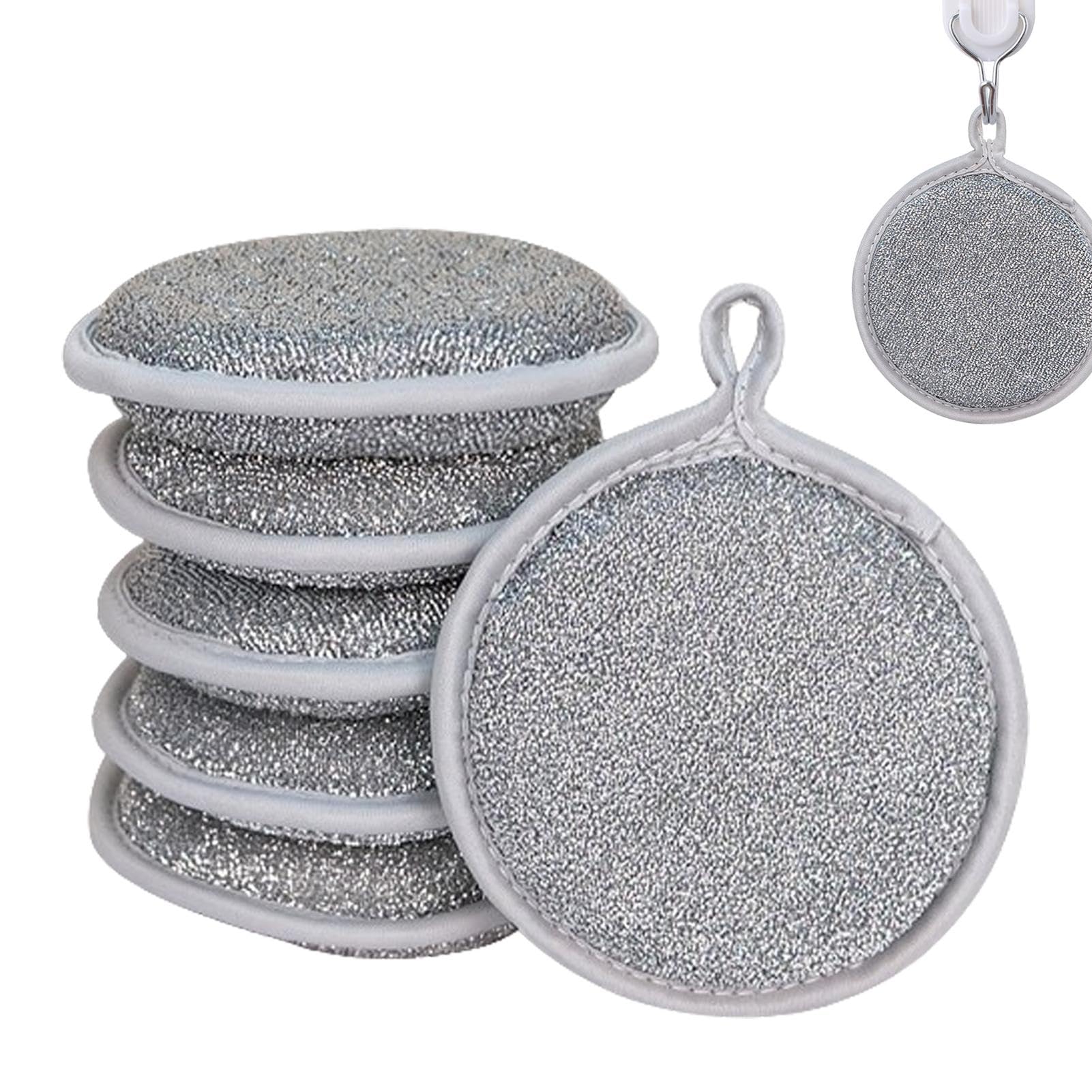 Non Scratch Wire Dishcloth - Multipurpose Wire Hangable Dishwashing Rags Scrub Scratch Sponges for Wet and Dry, Reusable Metal Scrubbing Pads Sponge