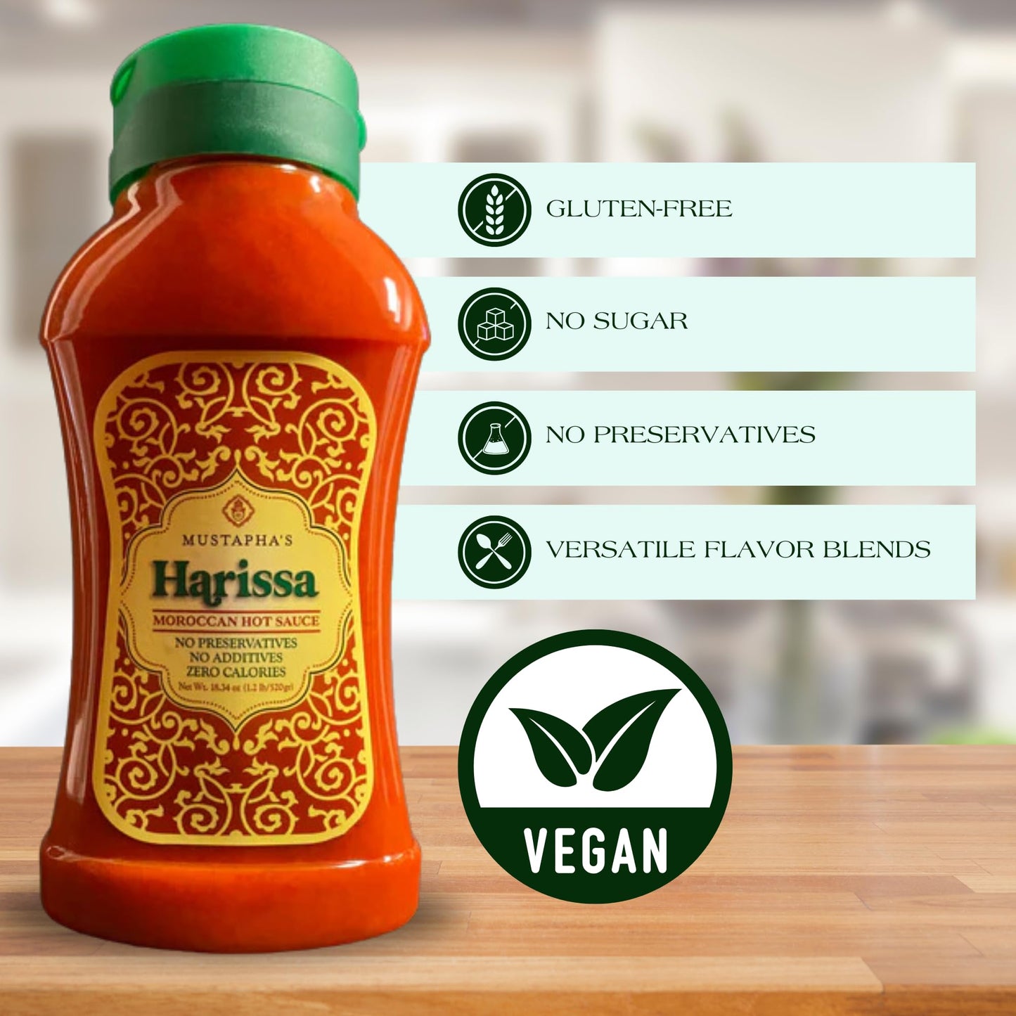 Mustapha’s Harissa Hot Sauce - North African Hot Pepper Paste, No Sugar, Preservative-Free, Non-GMO, Vegan, Paleo & Keto Friendly, Perfect