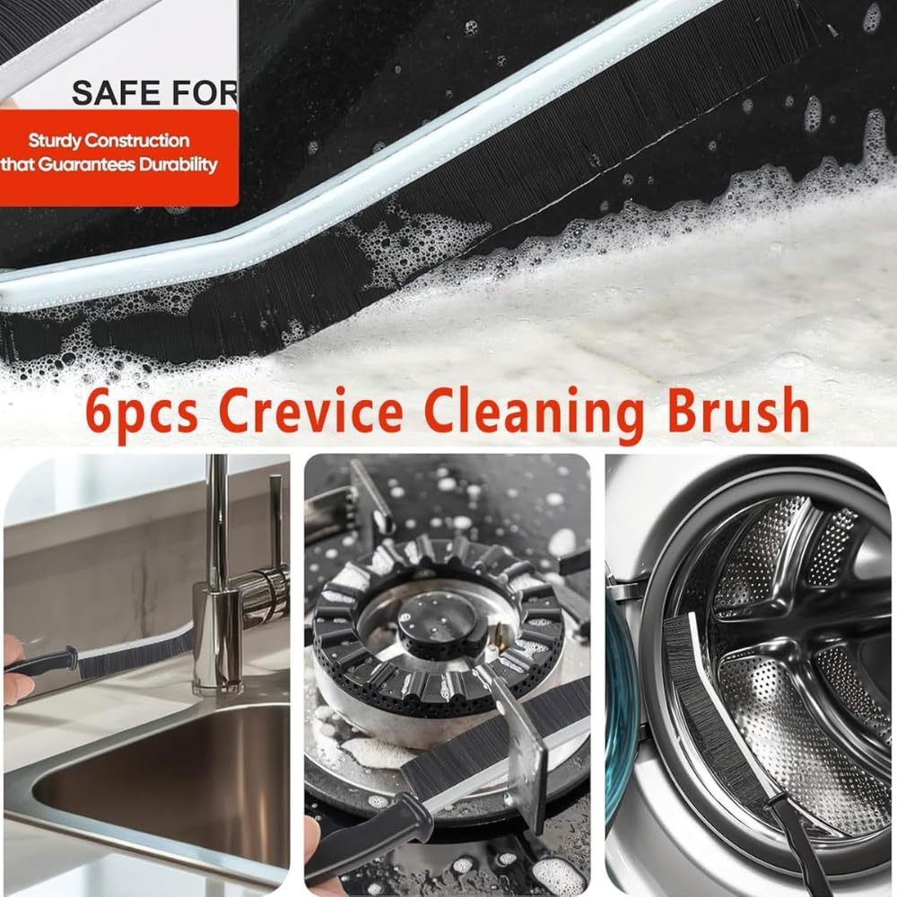 Washing Machine Cleaner Brush Set (6-Pcs) for Front & Top Load Washers - Deep Cleaning Kit for Rubber Seal, Drum, Dispenser, Tight Gaps & Multipurpose