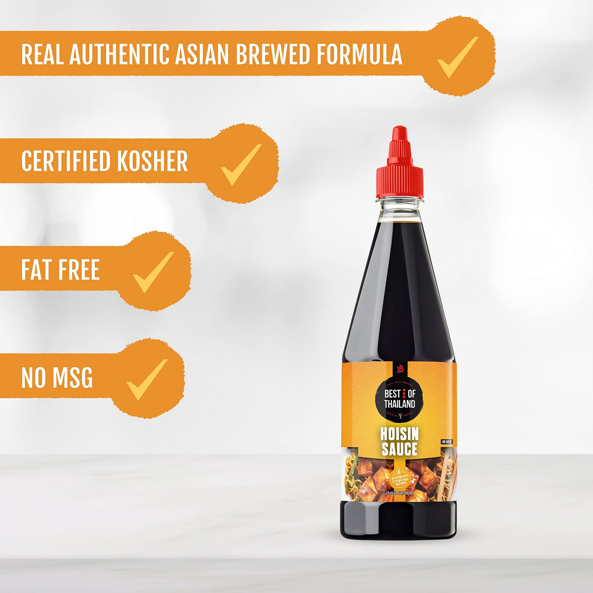 Best Of Thailand Hoisin Sauce | Real Authentic Asian Brewed Sauces for Cooking & Meal Dressings | No MSG, Certified Kosher & Fat-Free | 2 Pack - Each
