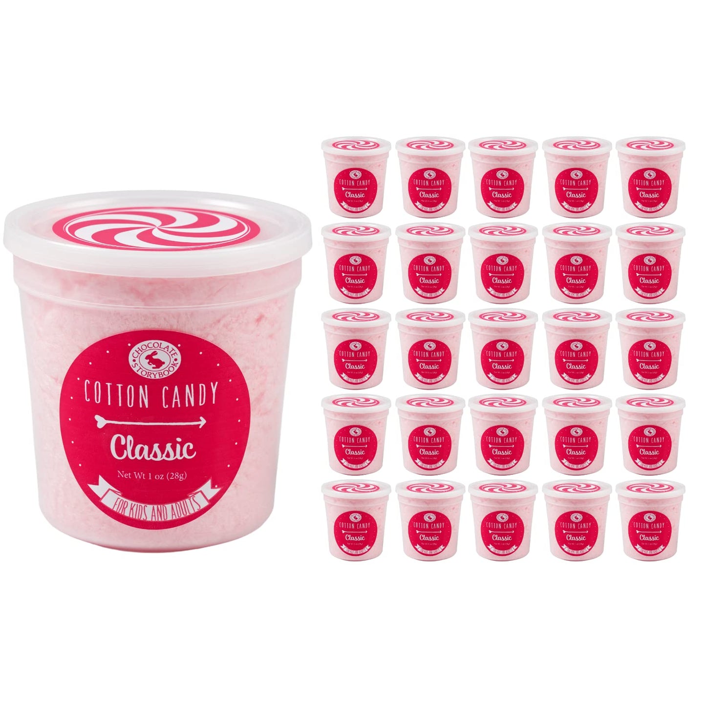 Classic Pink Vanilla Cotton Candy Favors (Gift Set 25) - Unique Ideas for Holidays, Birthdays, Celebrations, Party Favors
