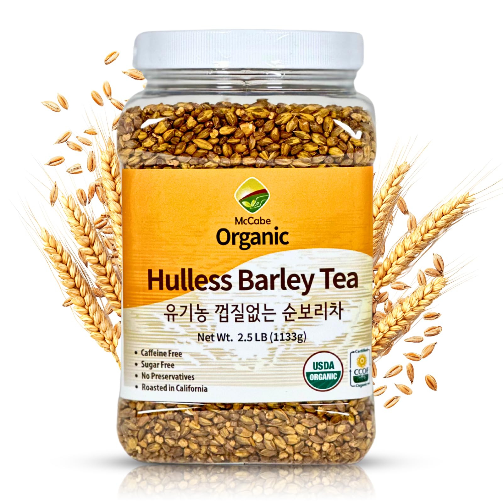 McCabe Organic Hulless Barley Tea - Roasted Hulless Barley Tea | USDA and CCOF Certified | Product of USA | 2.5 lbs (40 Oz)