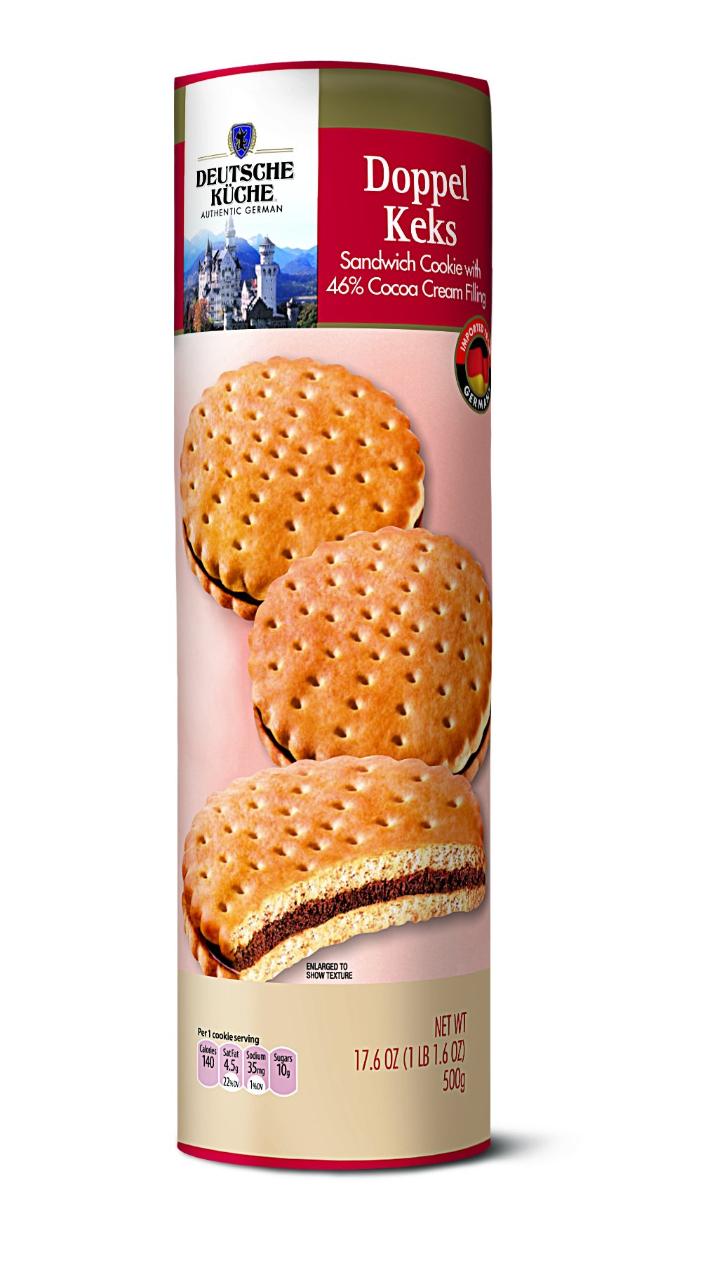 DOPPEL KEKS | Biscuit Sandwich Cookies | 46% Cocoa Cream Filling| Imported from Germany | 18 cookies per pack | 17.6 oz packages (Two Packs (36