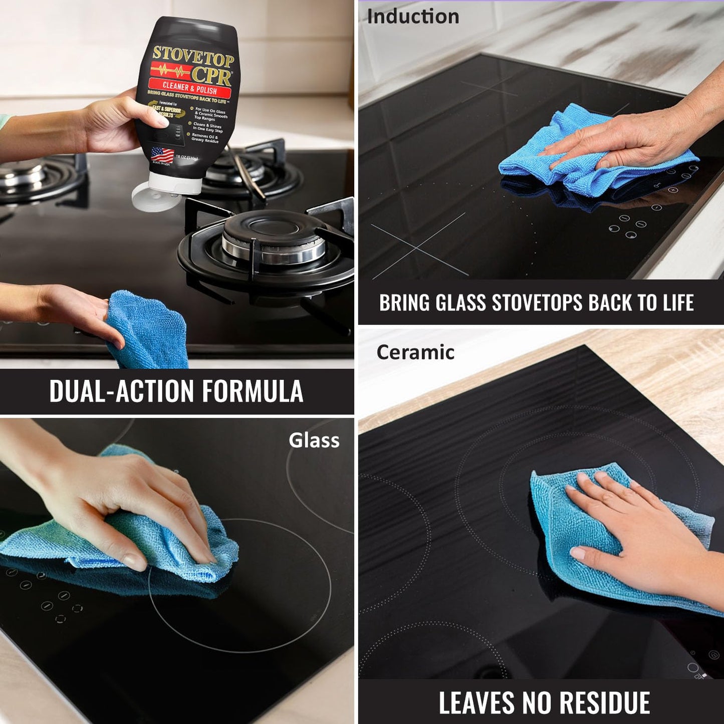 Stovetop CPR 2-in-1 Glass Stovetop Cleaner and Glass Polish (18oz) - Ceramic Top Stove Cleaner, Oven Top, Cooktop, Electric Stove Ceramic