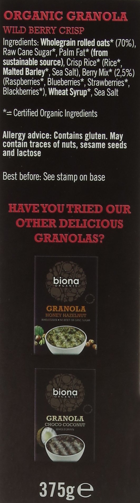 Biona Organic Wildberry Crisp Granola, 375g