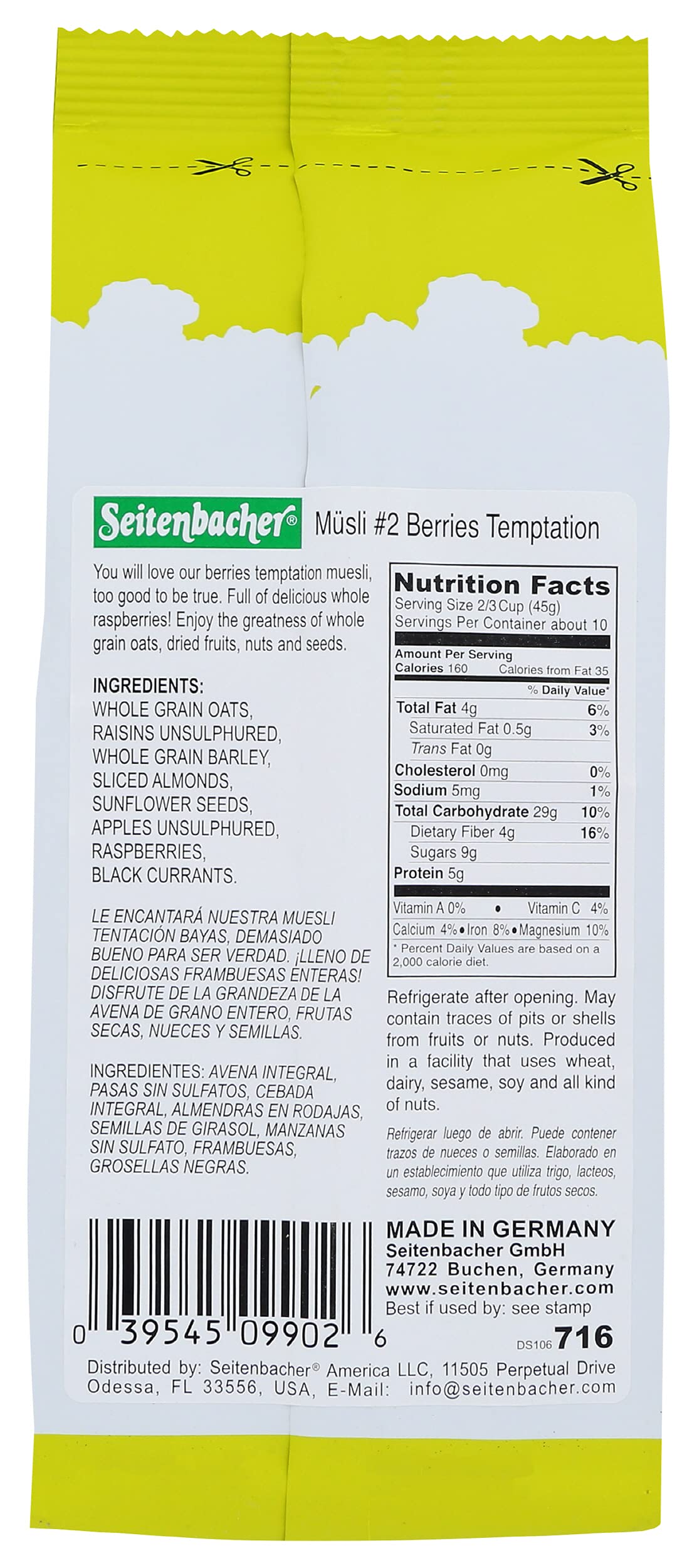 Seitenbacher, Muesli No2 Berries Temptation, 16 Ounce