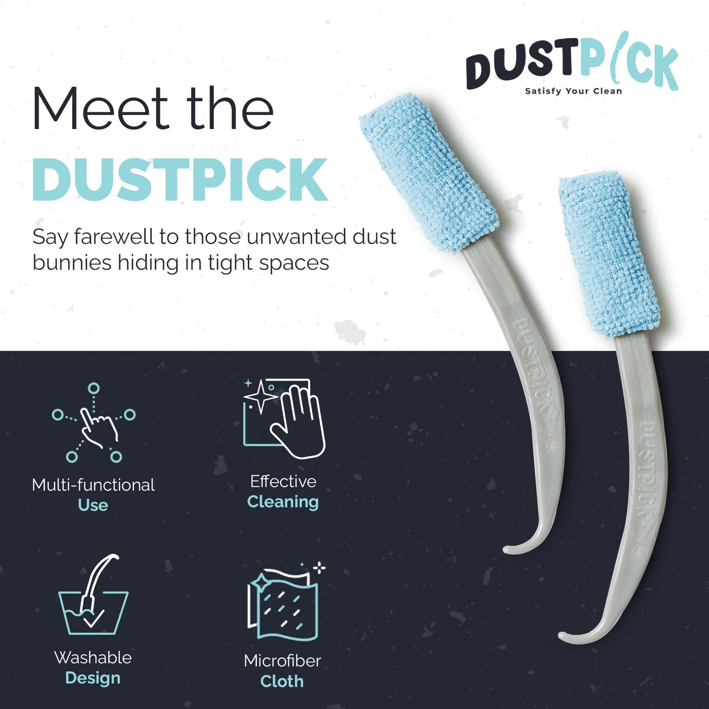 Reusable Microfiber Duster & Crevice Cleaning Brush | Versatile Cleaning Tools for Blinds, Window Tracks, Shutters, Baseboards, Kitchen Gaps |