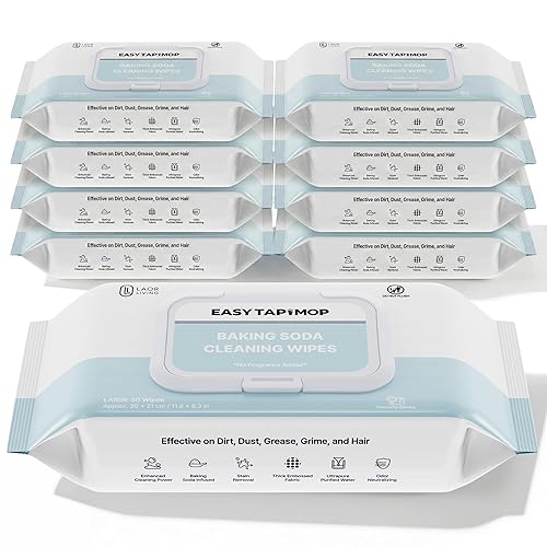 EASY TAP MOP Baking Soda Cleaning Wipes - Wet Floor Mopping Replacement Pad Refills Compatible with Swiffer Sweeper Mop - Larger & Thicker Disposable