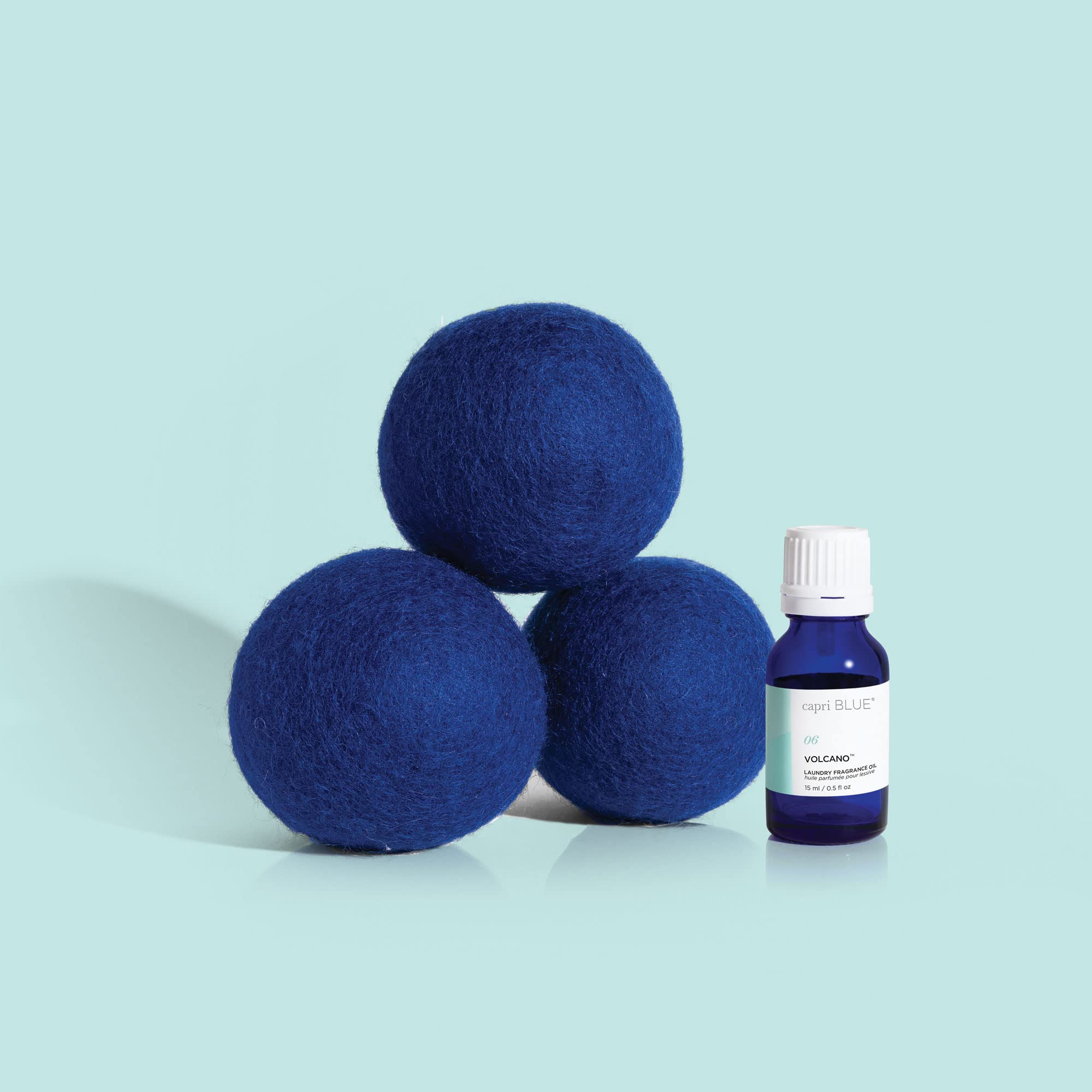 Capri Blue Volcano Dryer Ball Kit - Includes 3 100% Wool Dryer Balls +1 Volcano Laundry Fragrance Oil - Reusable Dryer Balls Eliminate Wrinkles