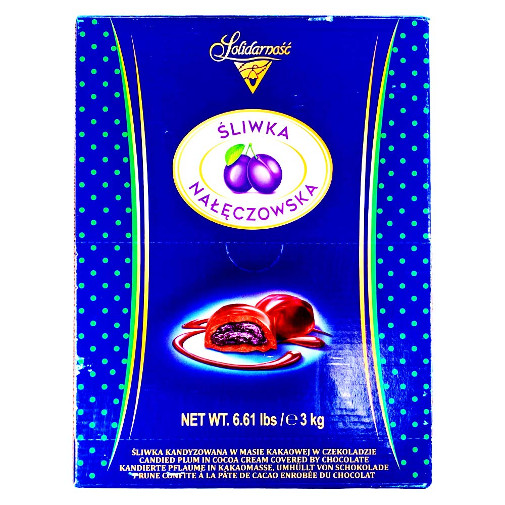 Candied Plums with Cocoa Cream and Chocolate, Polish Prunes, Sliwka Naleczowska Big Candy Box 3 kg | 6.6 lb