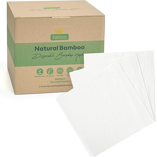 FEHHTO Disposable Napkins - 200 Count Everyday Paper Napkins - 13"x13", 2-Ply Premium Quality Dinner Napkins - Soft, Absorbent for Kitchen