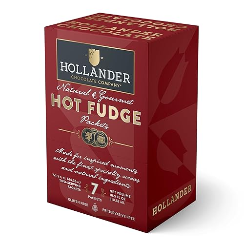 Hollander HOT FUDGE Sauce - 1.5 fl. oz. Two-Serving Packets | For Dessert, Gifts, Travel, Snacks | Chef Made Recipe with Authentic Ingredients |