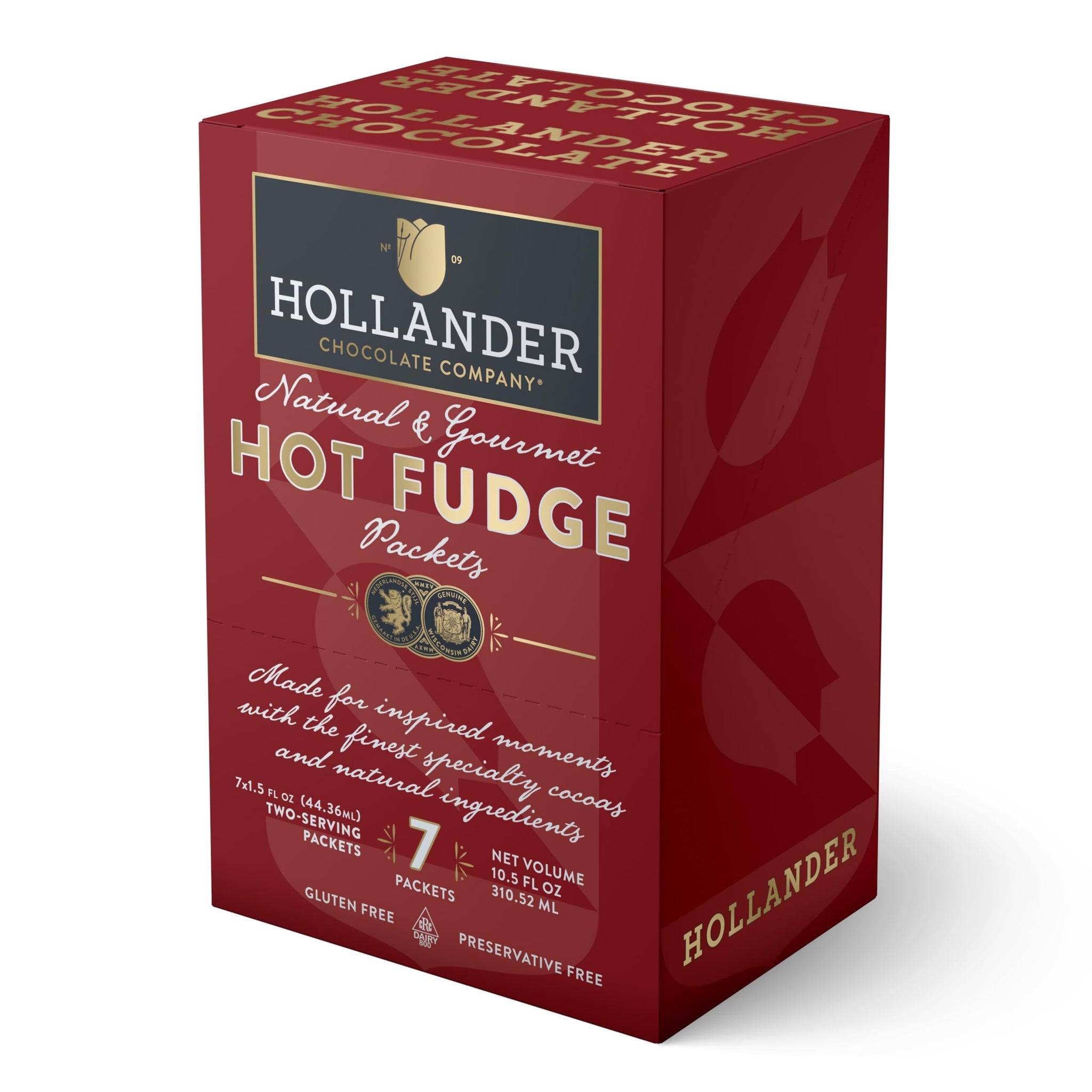 Hollander HOT FUDGE Sauce - 1.5 fl. oz. Two-Serving Packets | For Dessert, Gifts, Travel, Snacks | Chef Made Recipe with Authentic Ingredients |