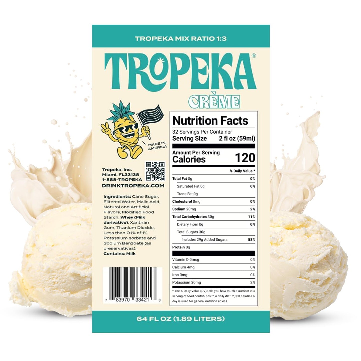 Tropeka Tropical Crème Frozen Drink Mix - All-Natural, Real Fruit & Florida Cane Sugar, Gluten-Free and Perfect for Cocktails, Smoothies, Slushies