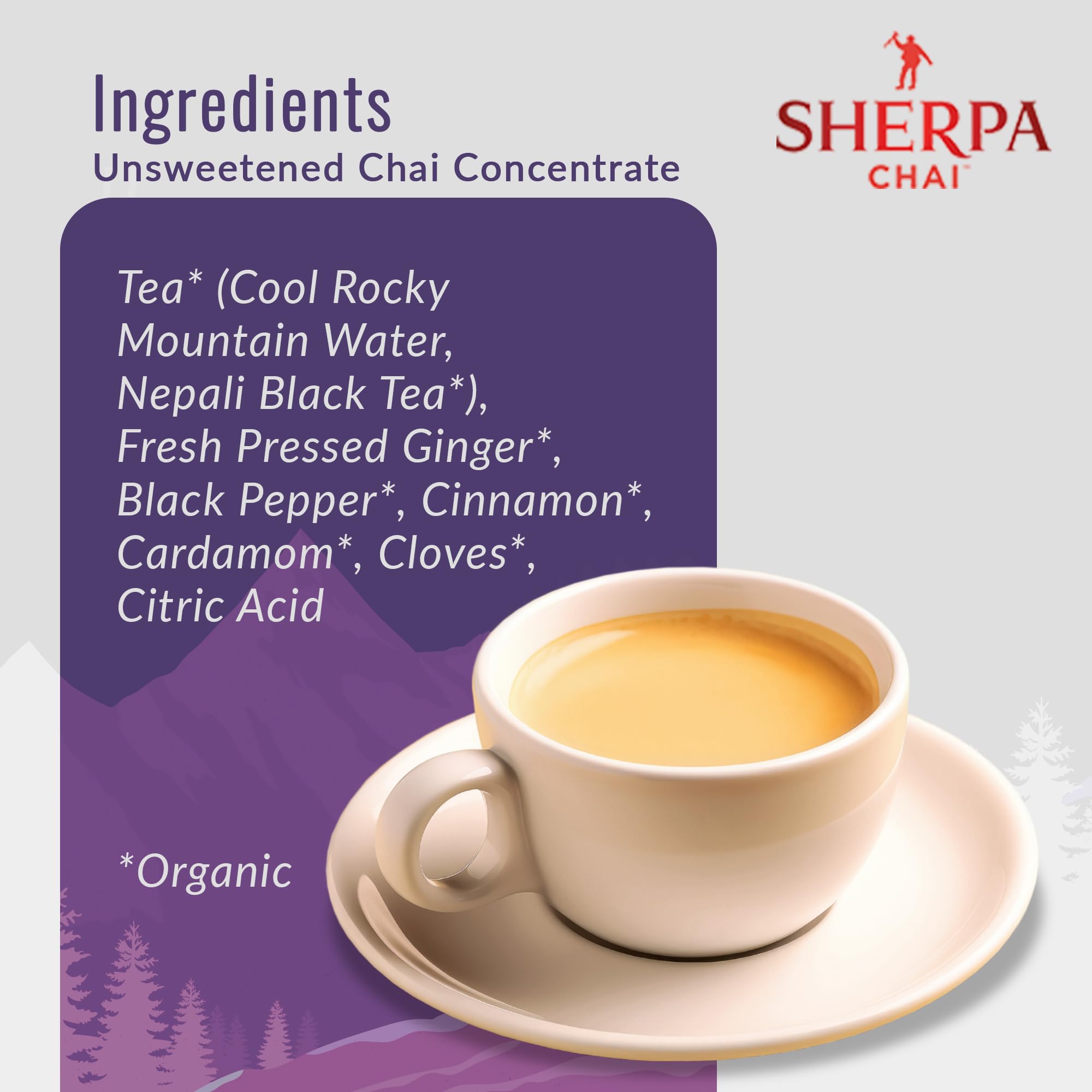 Sherpa Chai Traditional Chai Tea Concentrate - Hand Crafted Black Tea Concentrate with Traditional Non-GMO Ingredients - Authentic Chai Recipe Brewed